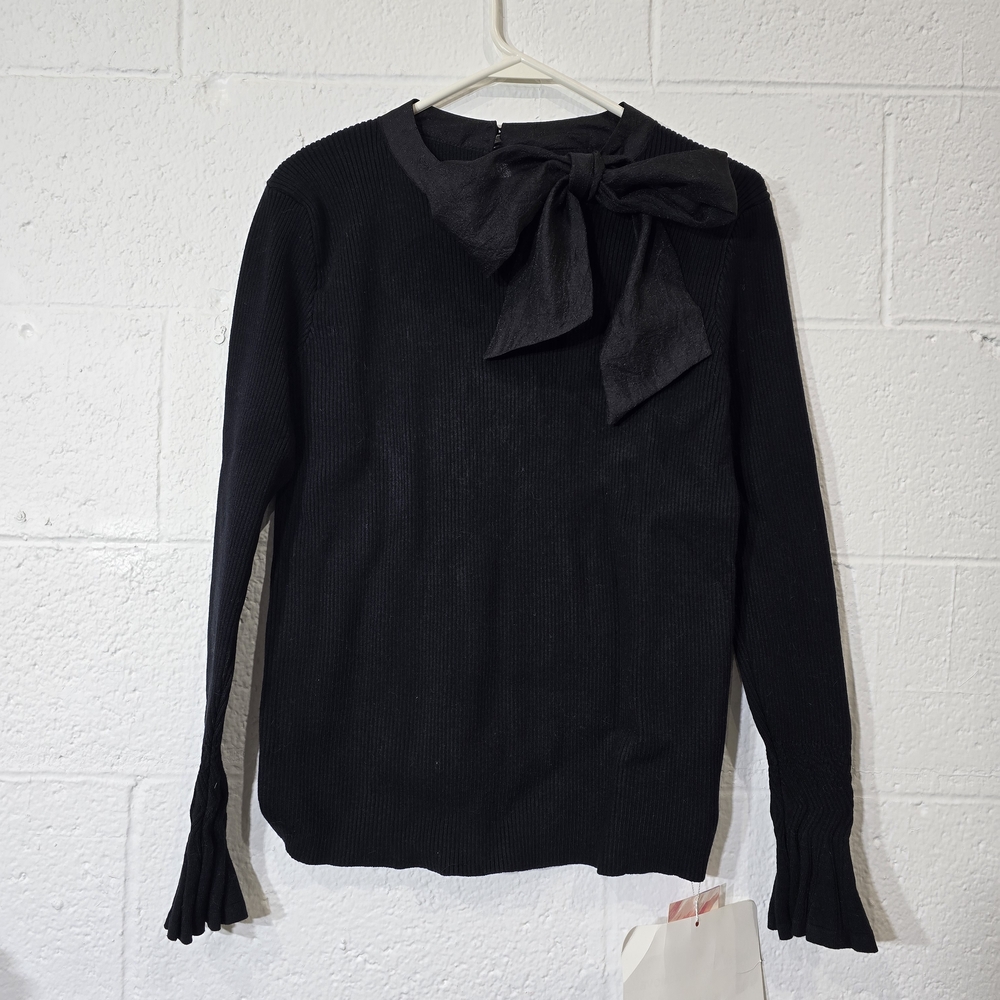 Black Sweater with Bow Detail